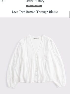 Lace-Trim Button-Through Blouse - White